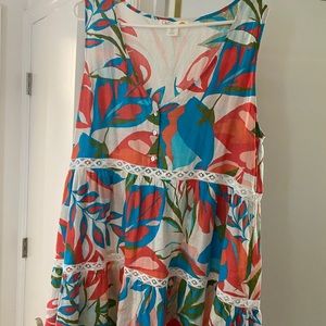 Summer dress or long top to wear over leggings or beach cover up!